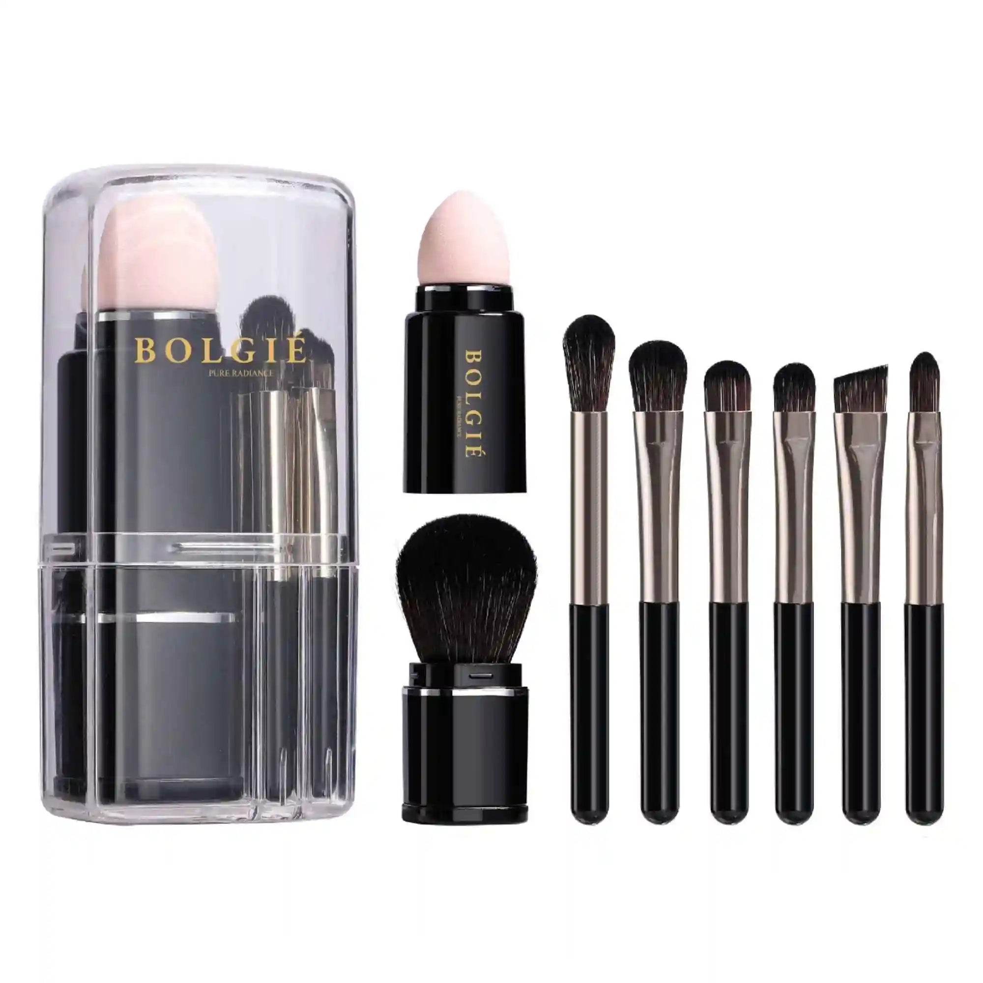 8 Pieces Compact Travel Makeup Brush Set - Bolgié