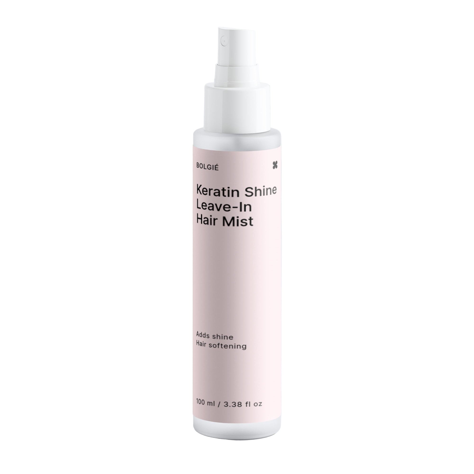 Keratin Shine Leave-In Hair Mist bottle on a white background